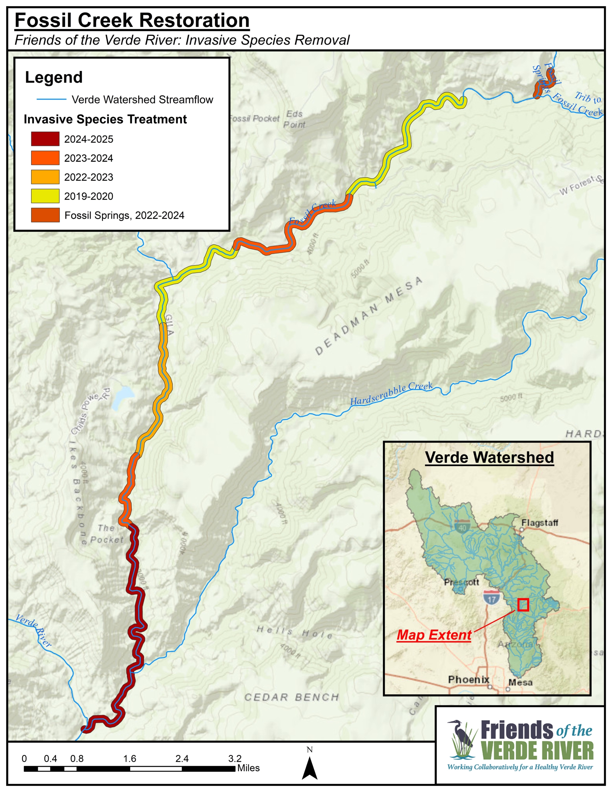 Friends of the Verde River Fossil Creek invasive species and habitat restoration map