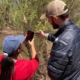 Two people using a phone and the iNaturalist app to identify a plant