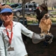 woman holding hawk