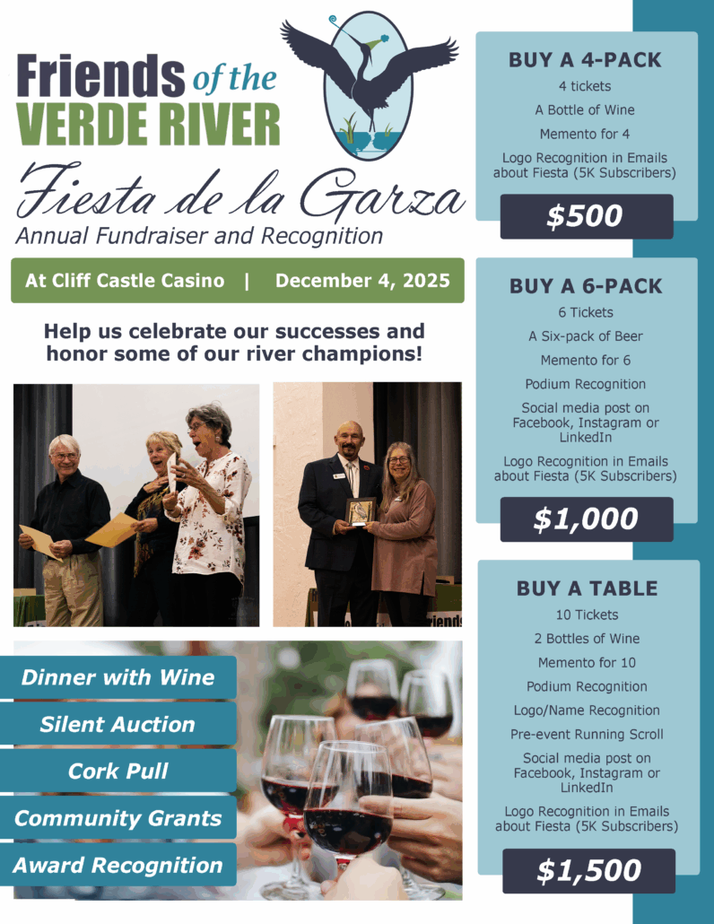 Fiesta de la Garza, December 4, 2025. Friends of the Verde River fundraiser with sponsorship levels